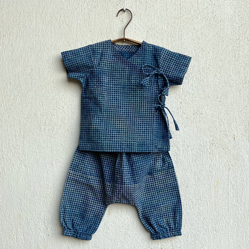 Organic Cotton Baby Jabla & Pants Set | Yellow & Blue