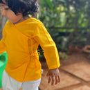 Organic Cotton Angrakha with Pants for Girls | Yellow & White