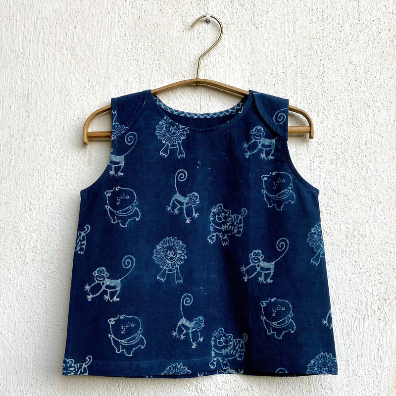 Organic Cotton Baby Jabla & Pants Set | Indigo & Cream