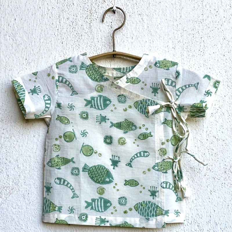 Organic Cotton Top with Pants for Baby Girl | Fish Print