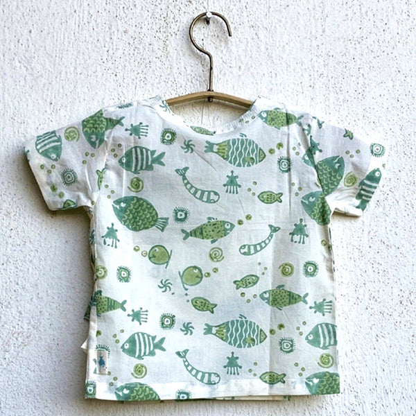 Organic Cotton Top with Pants for Baby Girl | Fish Print