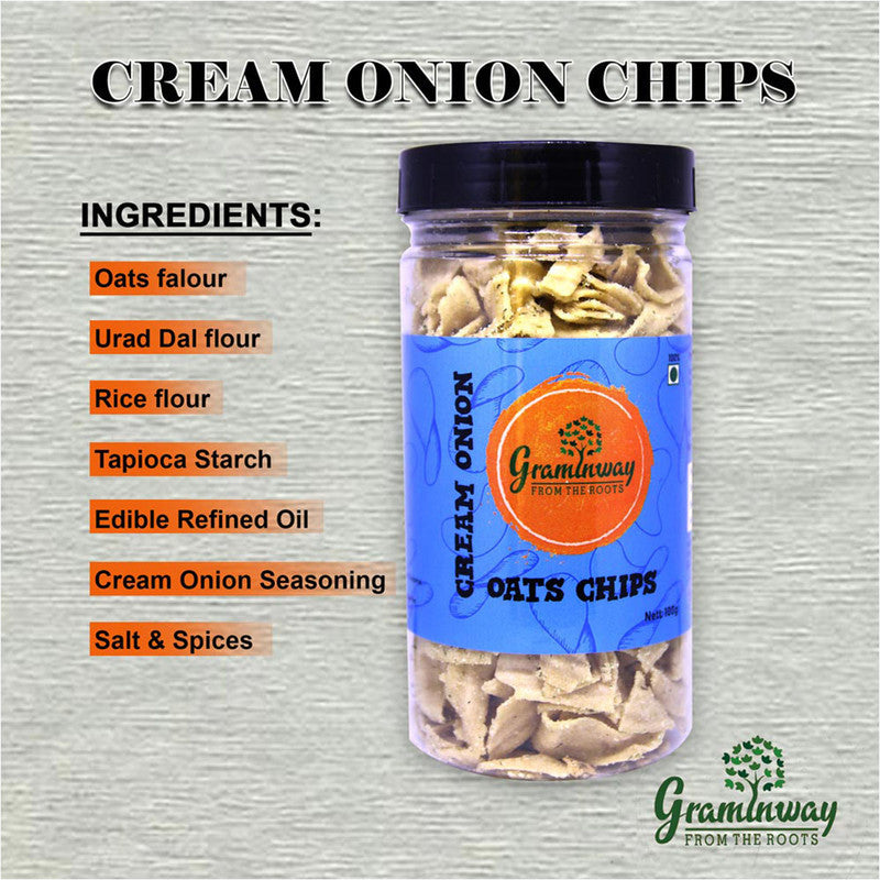 Natural Cream Onion Oats Chips | Fibre-Rich | 100 g | Pack of 2