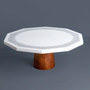 Housewarming Gifts | Mango Wood & Marble Cake Stand | White