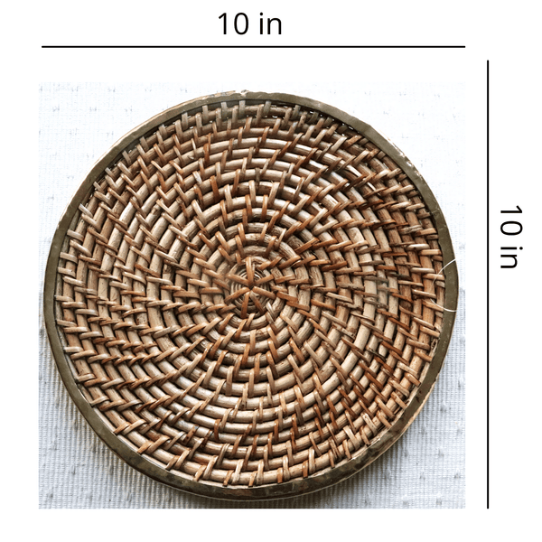 Handcrafted Brown Rattan Woven Placemat | 12 Inches