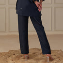 Linen Pants for Women | Side Pocket | Blue