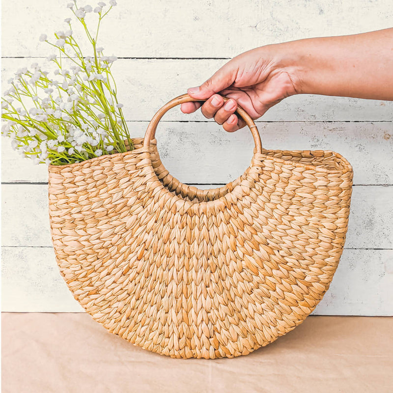 Natural Kauna Grass Handbag | Large