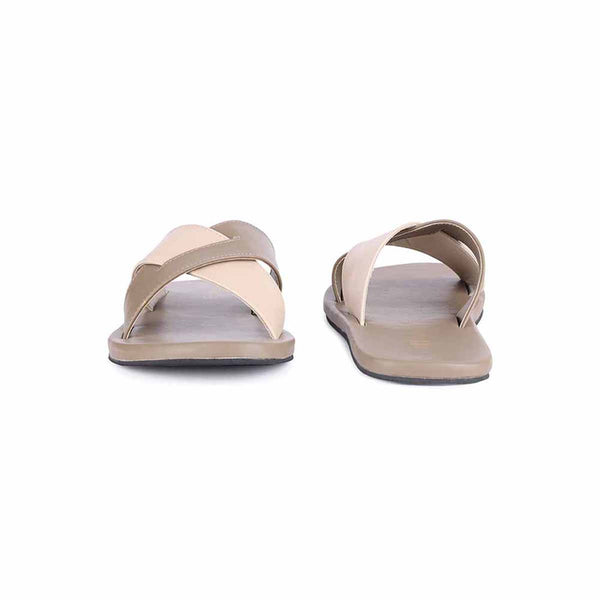 Paaduks Vegan Leather Flip Flop | Criss Cross Strap | Dark Beige.