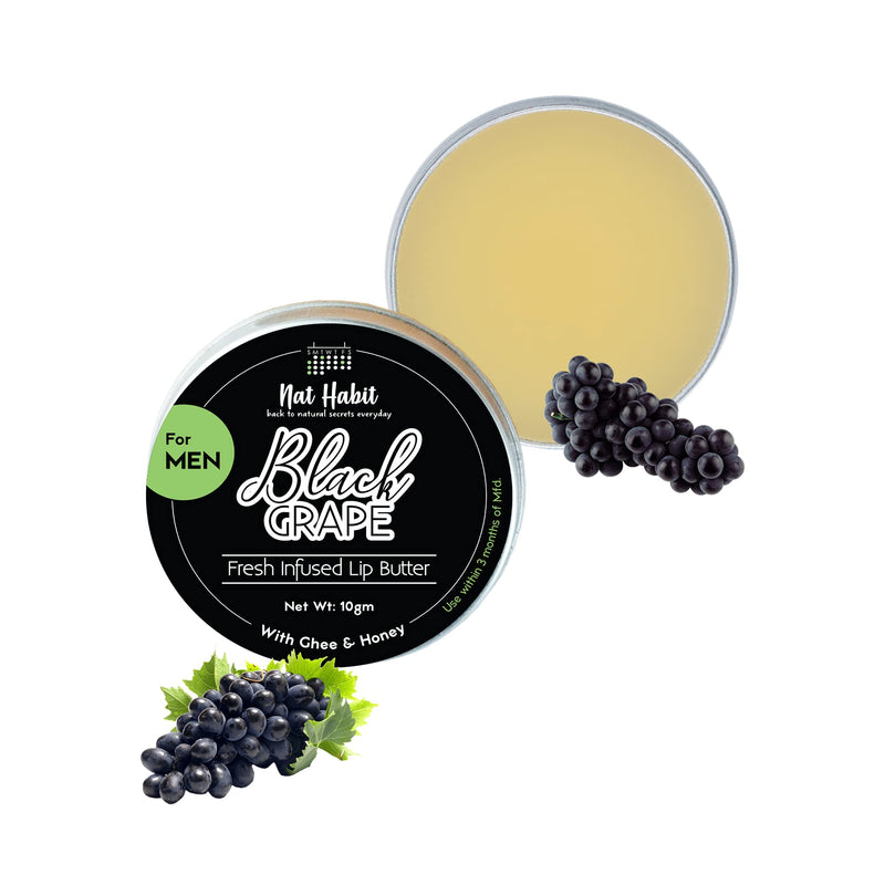 Nat Habit Mens Black Grape Lip Balm | Lip Lightening & Dry Lips | 10 g