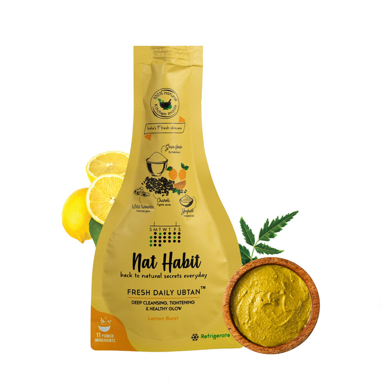 Nat Habit Lemon Burst Ubtan | Dry & Oily Skin | 40 g