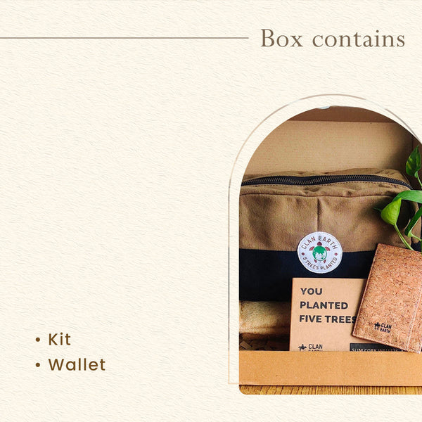 Gift Hamper For Men | Travel Bag | Cork Wallet | Set of 2