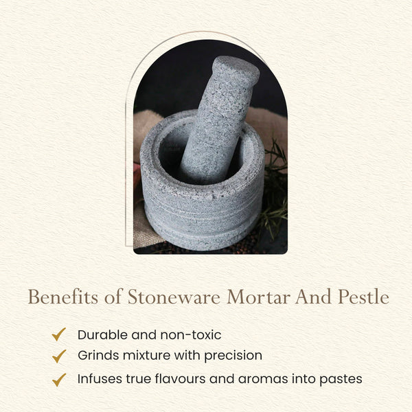 Stone Mortar and Pestle | Kitchen Tools | 4x5 inches