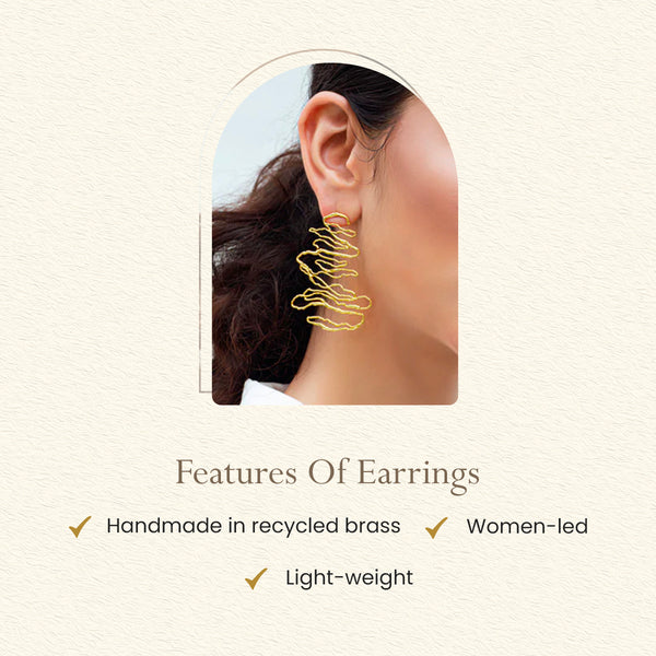 Gold Plated Earrings | Brass Jewellery | 6 cm