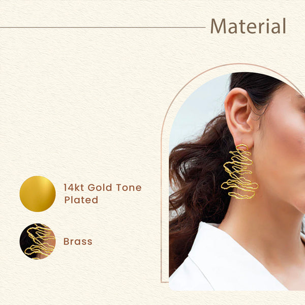 Gold Plated Earrings | Brass Jewellery | 6 cm