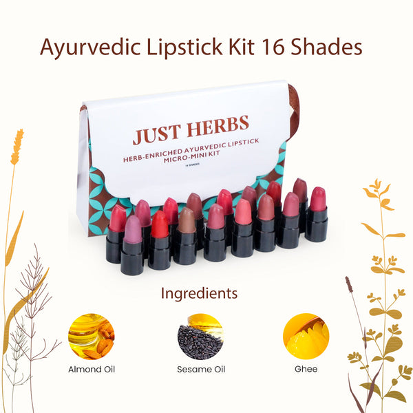 Just Herbs Mini Lipstick Combo | Sampler Kit | Pack of 16