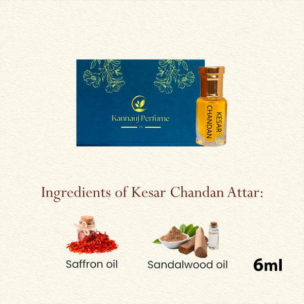 Attar Perfume | Kesar Chandan | Saffron & Sandalwood | 6 ml