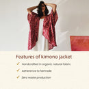 Summer Jacket for Women | Cotton Printed Kimono | Maroon | Free Size