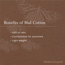 Mulmul Cotton Saree | Hand-Dyed | Handblock Printed | White & Blue