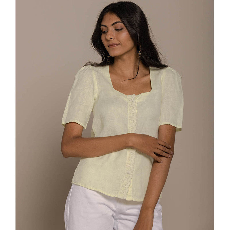 Pure Hemp Square Neck Solid Top | Yellow