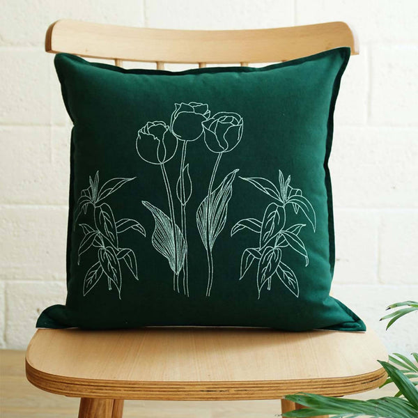 Pure Cotton Cushion Cover | Handmade | Green