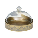 Brass Cookie Tray With Glass Cloche | Blue