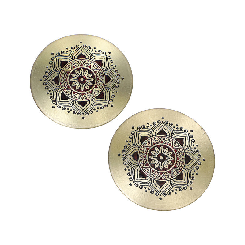 Brass Coasters | Set of 2 | Maroon.