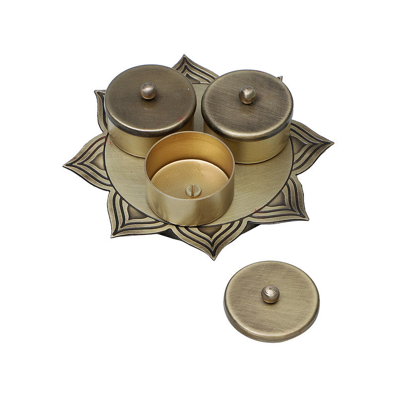 Brass Kum Kum Holder Bowls | Set of 3 | Antique Finish