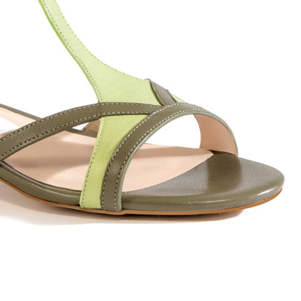 Ethically Sourced Leather Sandals | Sage Green & Olive