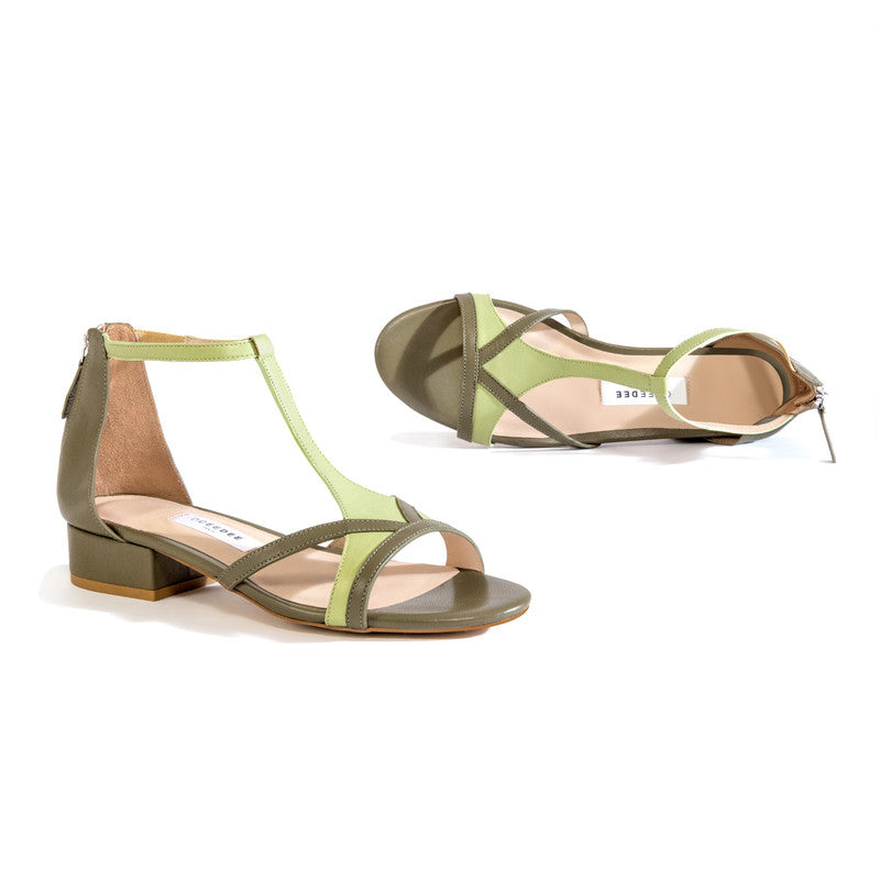 Ethically Sourced Leather Sandals | Sage Green & Olive