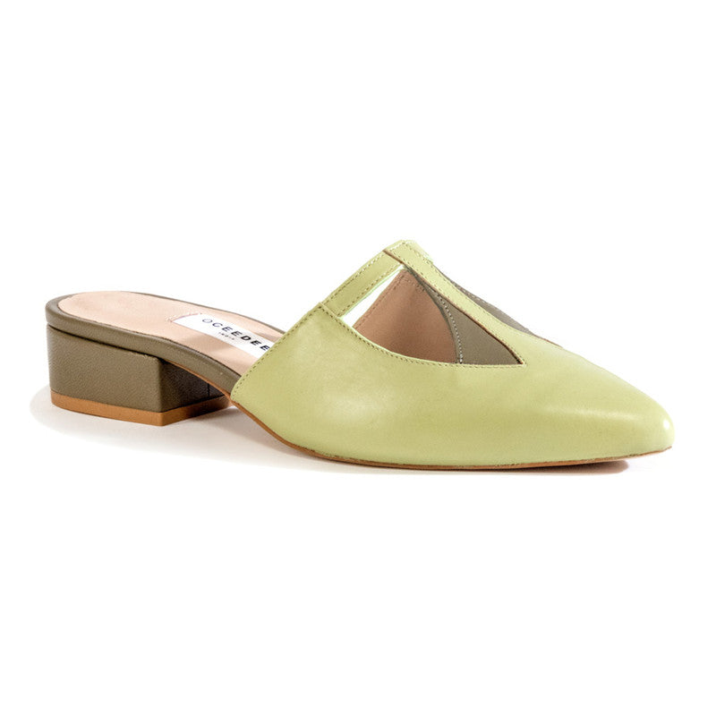 Ethically Sourced Leather Mules | Sage Green & Olive