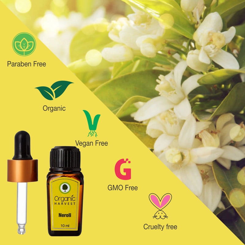 Organic Harvest Neroli Essential Oil| For Skin Moisturization, Stress & Anxiety Reliever | 10ml