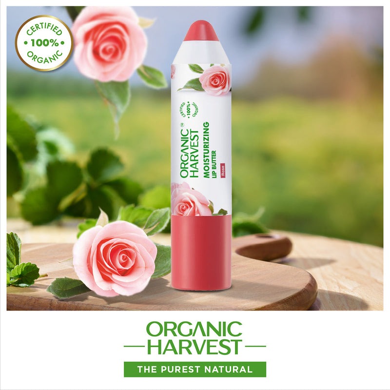 Organic Harvest Moisturizing Lip Butter | Rose | Lip Lightening Balm for Dark Lips | 4 g