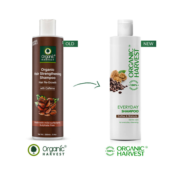 Organic Harvest Everyday Shampoo | Coffee & Walnuts | For Dry & Frizzy Hair | 250ml
