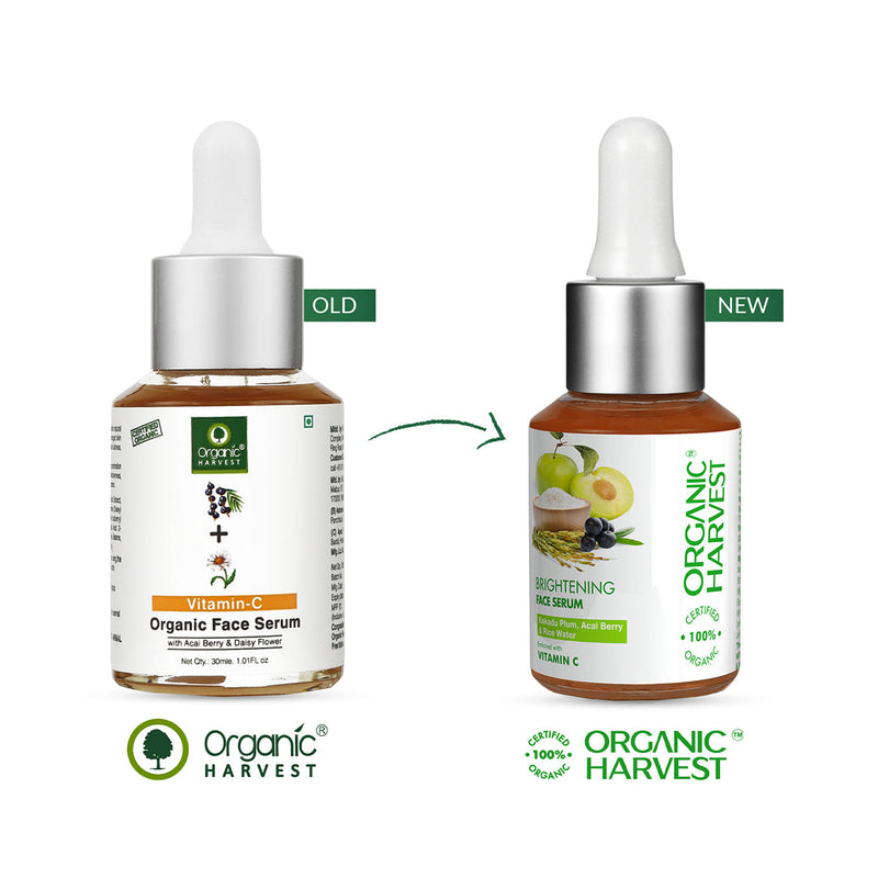 Organic Harvest Brightening Face Serum | Kakadu Plum, Acai Berry & Rice Water | 30ml