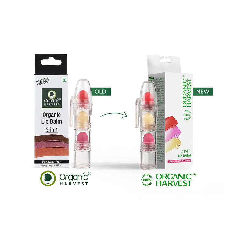 Organic Harvest 3-in-1 Lip Balm: Hibiscus, Lily & Coffee | Lip Balm for Lightening Dark Lip  | 6 g