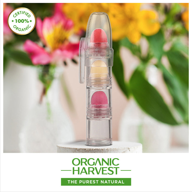 Organic Harvest 3-in-1 Lip Balm: Hibiscus, Lily & Coffee | Lip Balm for Lightening Dark Lip  | 6 g