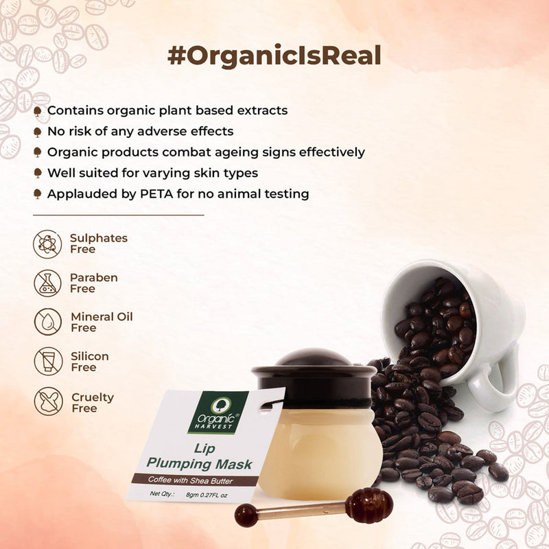 Organic Harvest Lip Plumping Sleeping Mask with Coffee Extracts | For Chapped Lips | 8 g