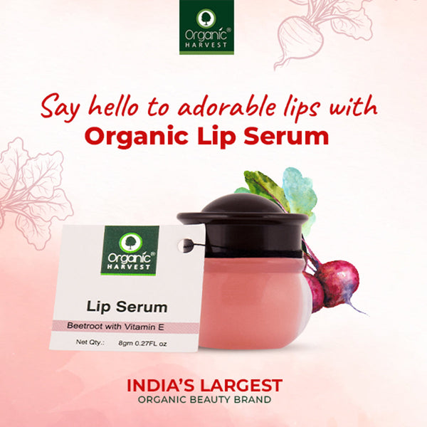 Organic Harvest Lip Serum Beetroot | Vitamin E, Naturally Brightens & Softens the Dark Lips | 8 g