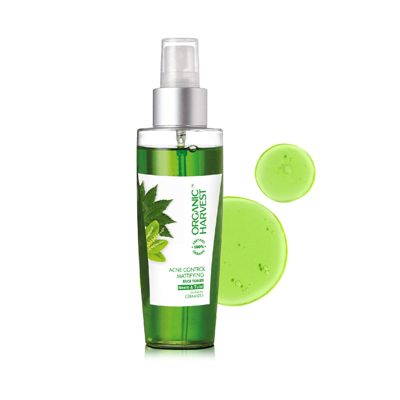 Organic Harvest Acne Control Mattifying Face Toner | Neem & Tulsi | 125ml