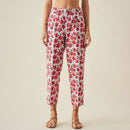 Cotton Pants | Floral Print | Red