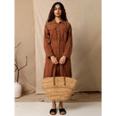 Tencel Oversized Midi Dress | Brown