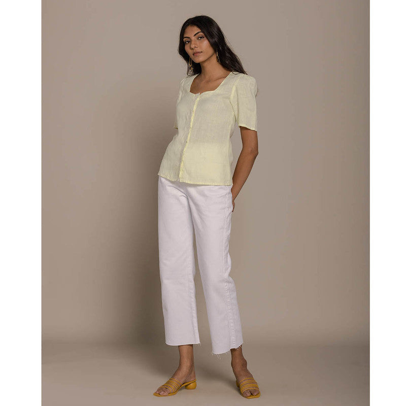 Pure Hemp Square Neck Solid Top | Yellow