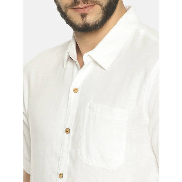 Hemp Slim Fit Casual Shirt | White