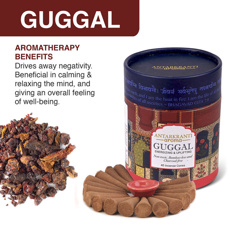 Incense Cones with Holder | Guggal | 40 Cones