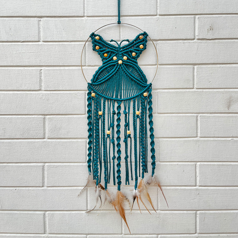 Macrame Wall Hanging | Cotton Dream Catcher | Green