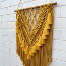 Macrame Wall Hanging With Tassels | Cotton | Yellow | 26x16 inches