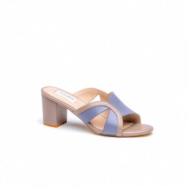 Ethically Sourced Leather Mules | Blue & Nude