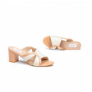 Ethically Sourced Leather Padded Mules | Ivory & Salmon Pink