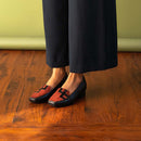 Ethically Sourced Nubuck Leather | Block Heel Loafers | Rust & Black