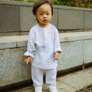 Organic Cotton Kurta Pajama for Kids | White & Blue