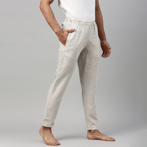 Lounge Pants For Men | Hemp | Beige & White